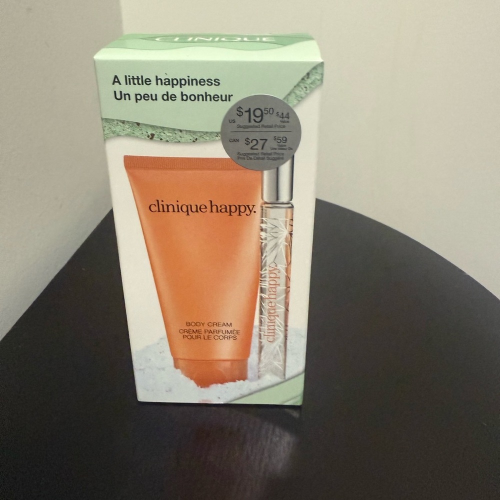 NEW CLINIQUE MINI HAPPY BODY CREAM & PERFUME SET